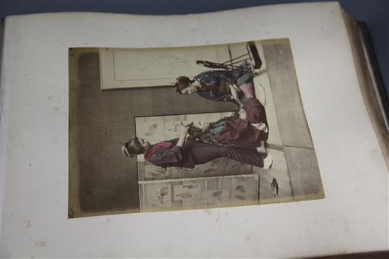 A late 19th / early 20th century photograph album Views and Costumes of Japan by Stillfried and Andersen of Yokohama, album overall 1